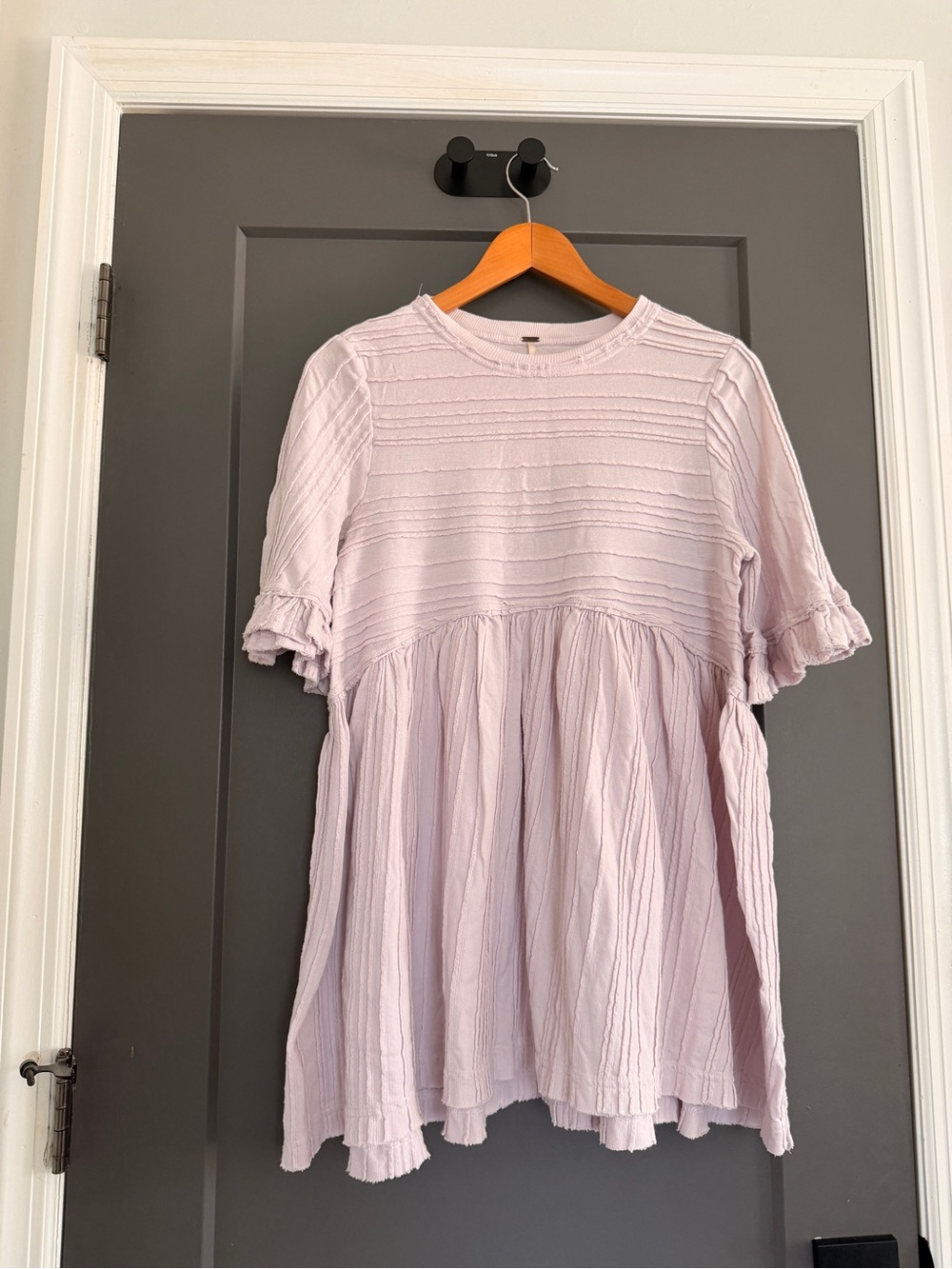 Free People Soft Lilac Ribbed Neck Tee